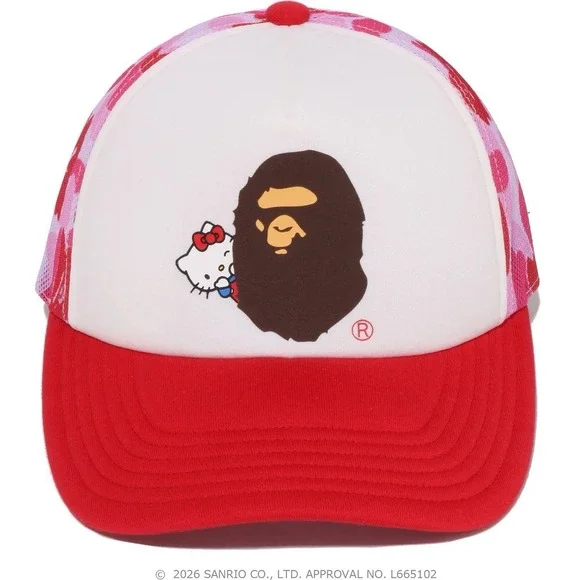 A BATHING APE Sanrio Hello Kitty ABC CAMO MESH CAP HAT Pink ONE SIZE ❤️✅ IN HAND - Picture 3 of 12